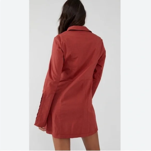 Free People Thea Button down Mini Shirt Dress Tunic Rust Color - Picture 4 of 10